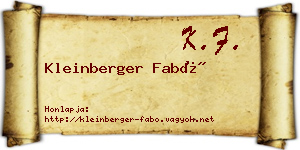 Kleinberger Fabó névjegykártya